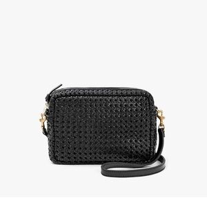 Clare V. Midi Sac in Black Rattan